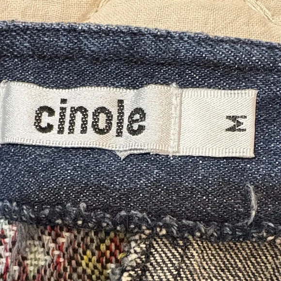Cinole Floral Tapestry Panel Denim Mini Skirt Sz. Medium - Picture 5 of 10